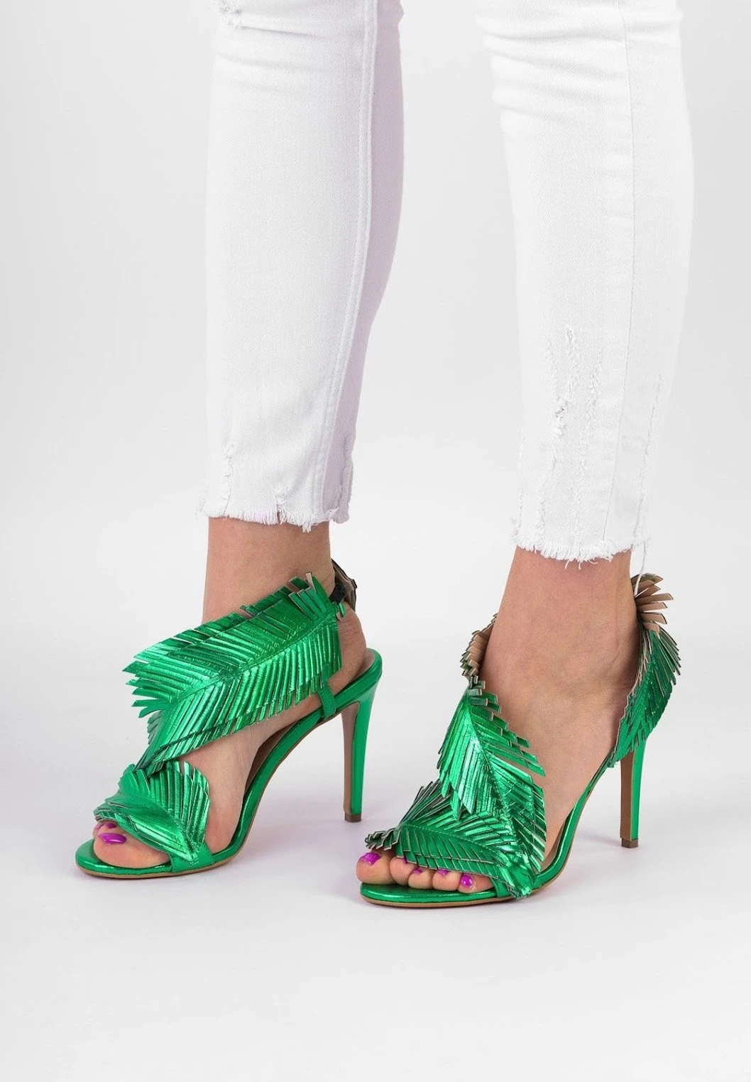 Domi - Sandalen Met Hoge Hak - Green Metallic