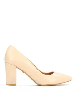 Kazar Cher-Leather Pumps On A Comfortable Heel - Hoge Hakken - Beige