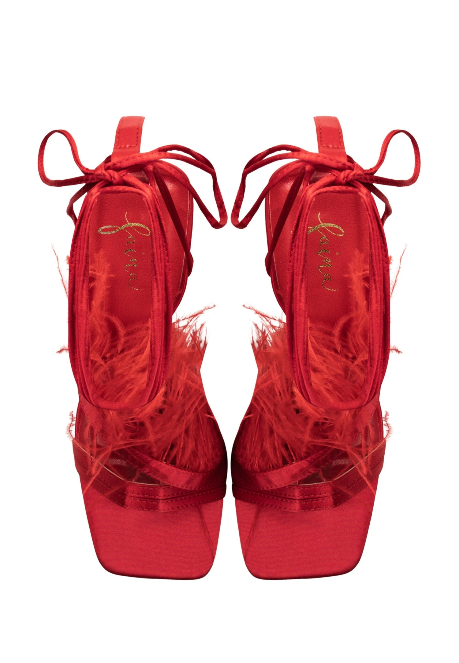 Faina Mit Federn - Sandalen Met Hoge Hak - Rot - Afbeelding 4