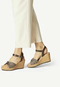 Tamaris Sandalen Met Sleehak - Chocolate Dots