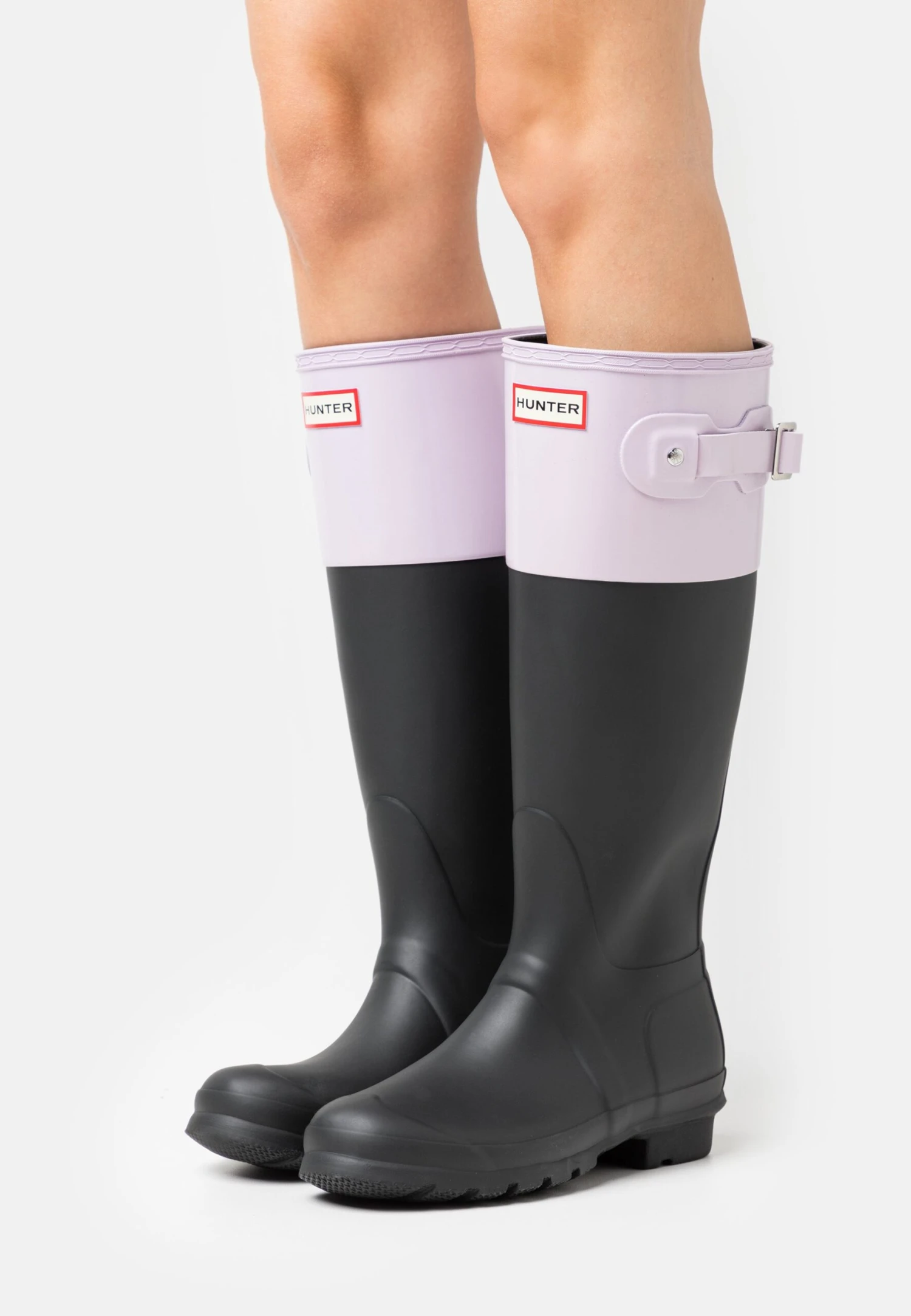 Hunter ORIGINAL Womens Tall Colour Block Boot - Regenlaarzen - Black/Tempered Mauve