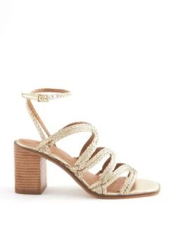 Next Signature Plait Strap Block Heel Standard - Sandalen Met Hoge Hak - Gold